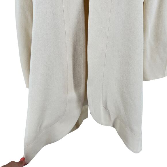Sally Lapointe Womens Open Front Jacket Blazer 3/4 Sleeve Ivory White - Picture 3 of 9